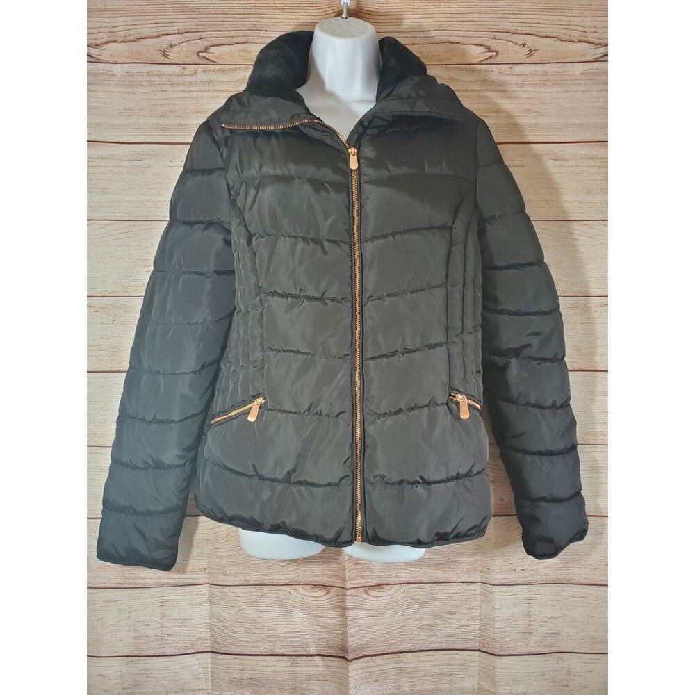 CI SONO Quilted Full Zip Up Warm Jacket with Pockets Size L Juniors Black
